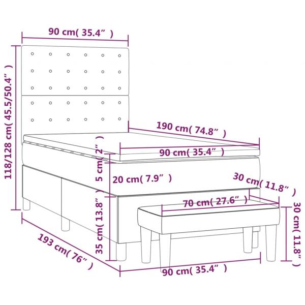 Boxspringbett mit Matratze Blau 90x190 cm Stoff