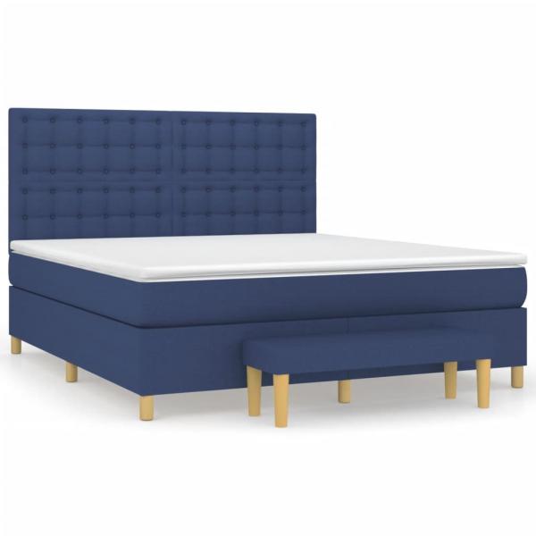 Boxspringbett mit Matratze Blau 180x200 cm Stoff