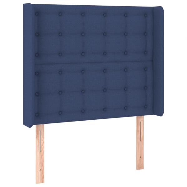 Boxspringbett mit Matratze & LED Blau 90x190 cm Stoff