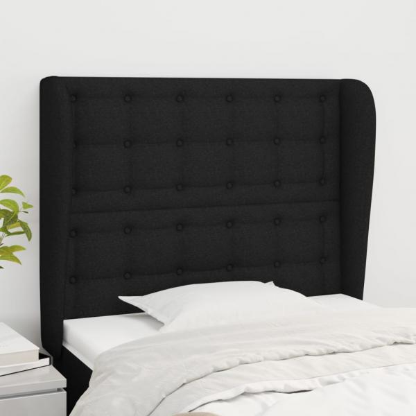 ARDEBO.de - Kopfteil mit Ohren Schwarz 83x23x118/128 cm Stoff