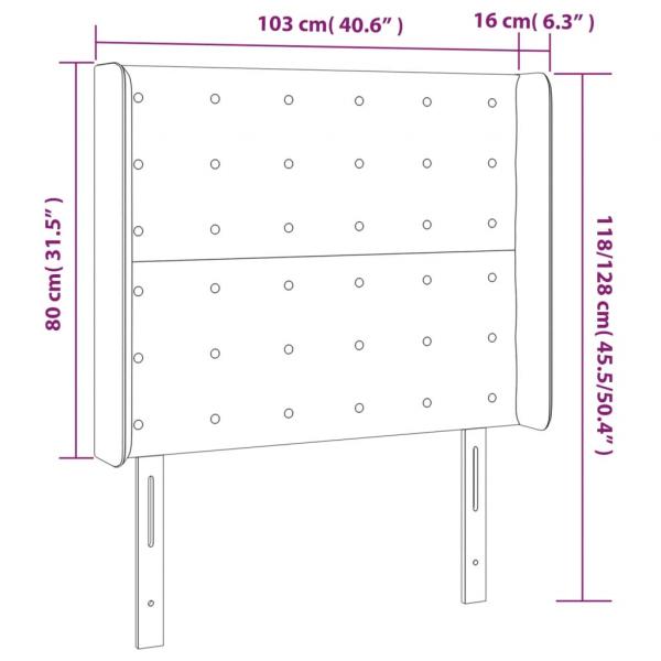 LED Kopfteil Taupe 103x16x118/128 cm Stoff