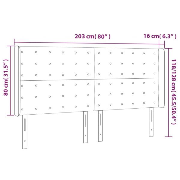 LED Kopfteil Taupe 203x16x118/128 cm Stoff