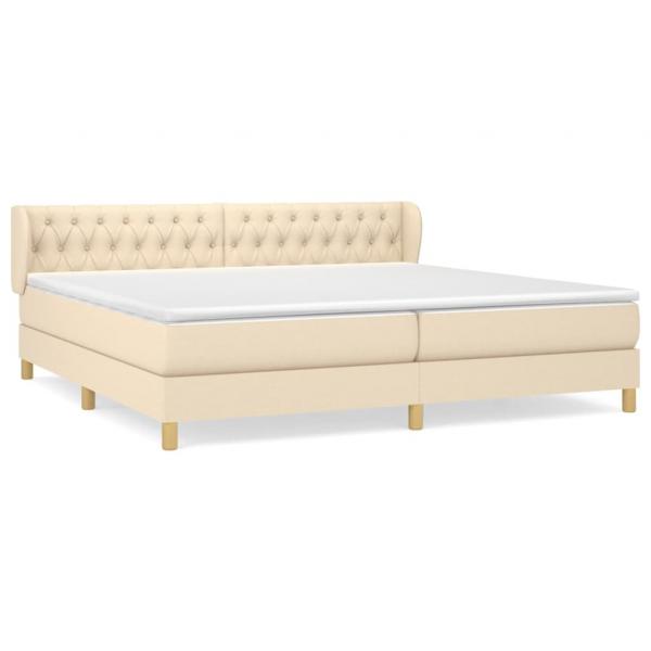 Boxspringbett mit Matratze Creme 200x200 cm Stoff