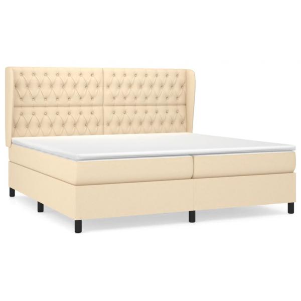 Boxspringbett mit Matratze Creme 200x200 cm Stoff