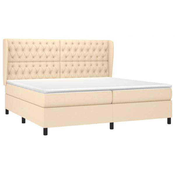 Boxspringbett mit Matratze Creme 200x200 cm Stoff