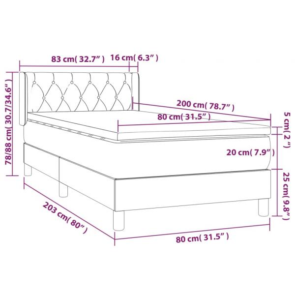 Boxspringbett mit Matratze Dunkelblau 80x200 cm Samt