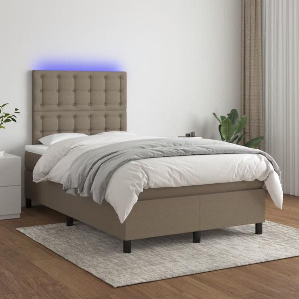 ARDEBO.de - Boxspringbett mit Matratze & LED Taupe 120x200 cm Stoff