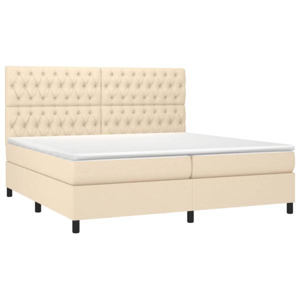 Boxspringbett mit Matratze & LED Creme 200x200 cm Stoff