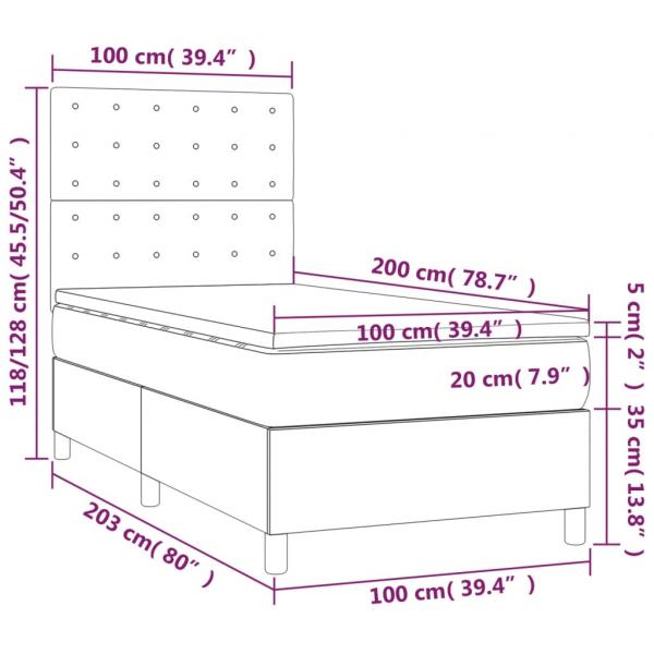 Boxspringbett mit Matratze & LED Dunkelgrün 100x200 cm Samt