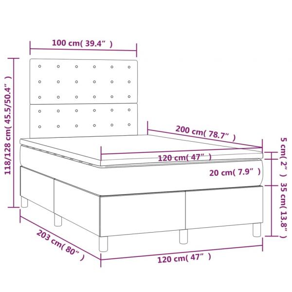 Boxspringbett mit Matratze & LED Dunkelgrün 120x200 cm Samt