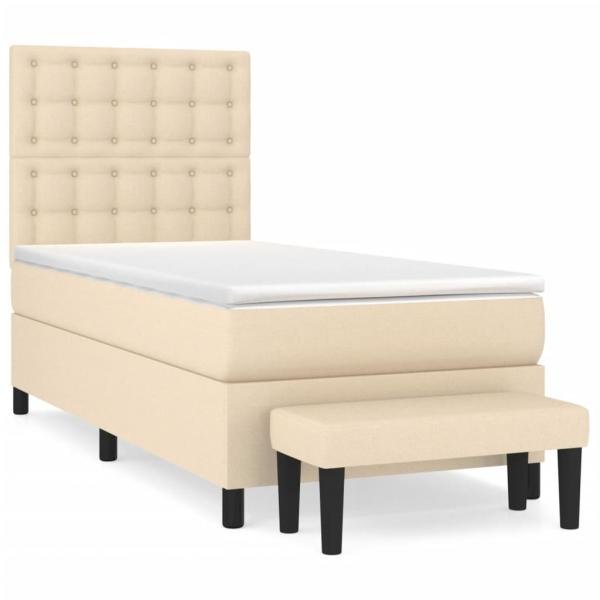 Boxspringbett mit Matratze Creme 90x190 cm Stoff