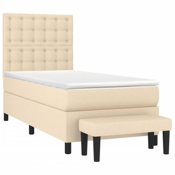 Boxspringbett mit Matratze Creme 90x190 cm Stoff