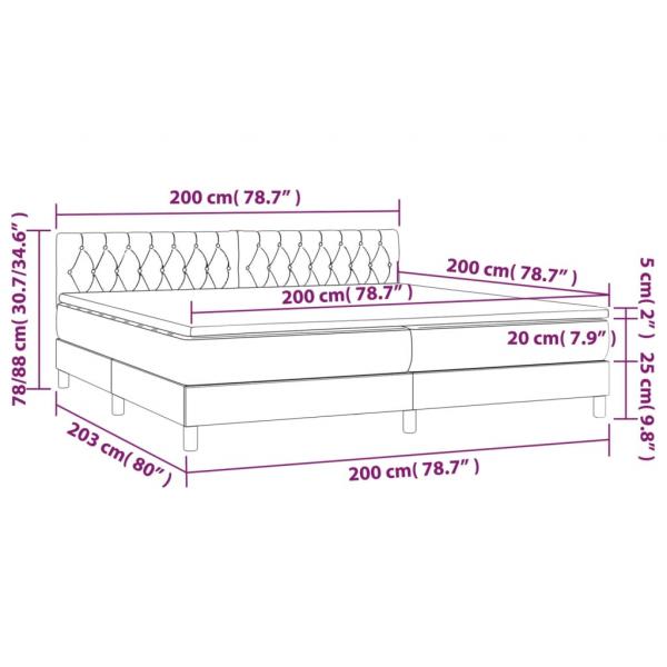 Boxspringbett mit Matratze & LED Creme 200x200 cm Stoff