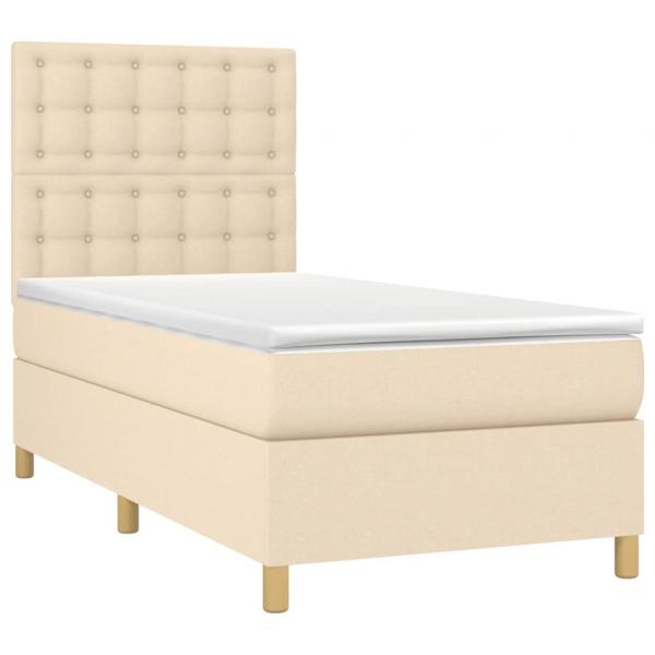 Boxspringbett mit Matratze Creme 90x190 cm Stoff