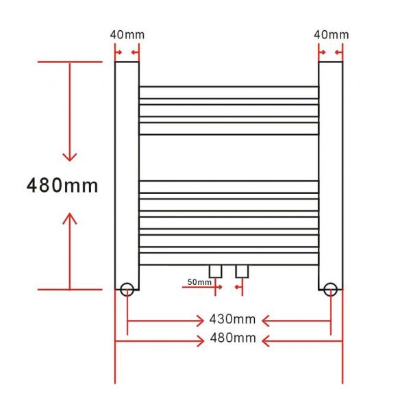 Handtuchheizkörper Warmwasser Gerade 480x480 mm