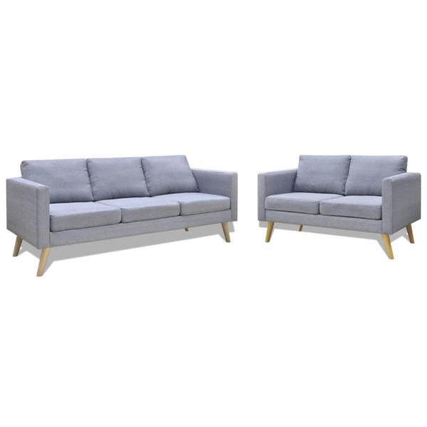 ARDEBO.de - Sofa Set 2-Sitzer und 3-Sitzer Stoff Hellgrau