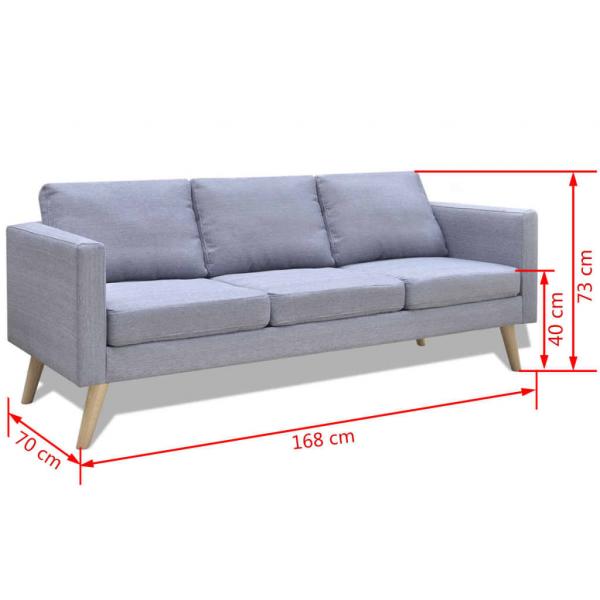 Sofa Set 2-Sitzer und 3-Sitzer Stoff Hellgrau 