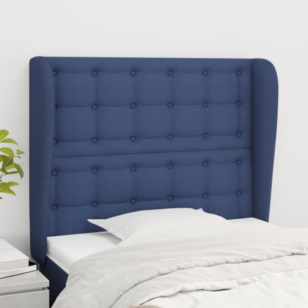 ARDEBO.de - Kopfteil mit Ohren Blau 103x23x118/128 cm Stoff