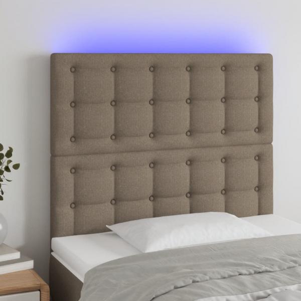 ARDEBO.de - LED Kopfteil Taupe 90x5x118/128 cm Stoff