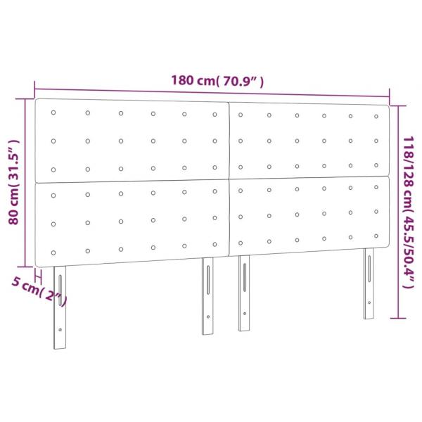 LED Kopfteil Rosa 180x5x118/128 cm Samt