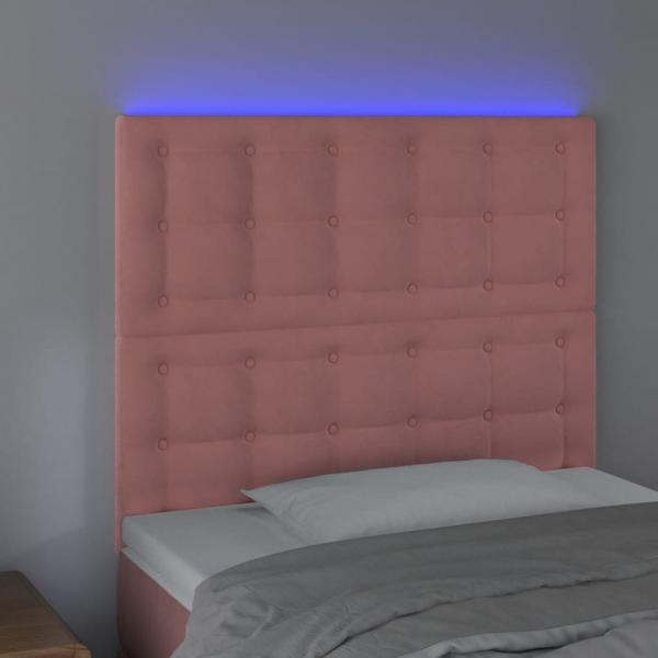 LED Kopfteil Rosa 90x5x118/128 cm Samt