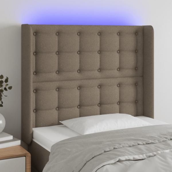 ARDEBO.de - LED Kopfteil Taupe 93x16x118/128 cm Stoff