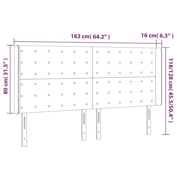 LED Kopfteil Dunkelgrau 163x16x118/128 cm Stoff