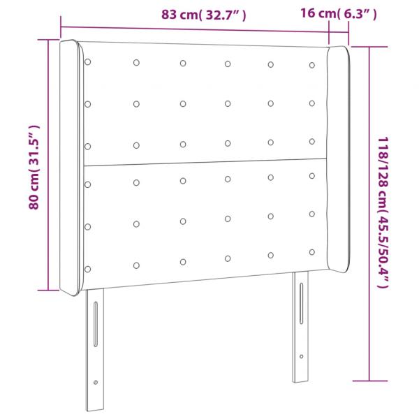 LED Kopfteil Taupe 83x16x118/128 cm Stoff