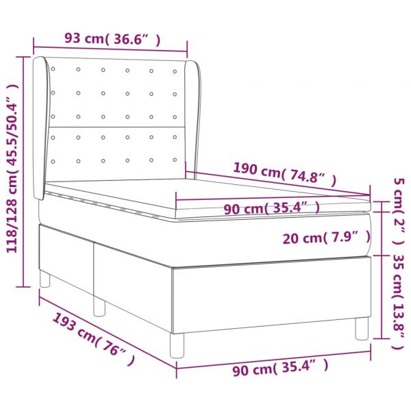 Boxspringbett mit Matratze Taupe 90x190 cm Stoff