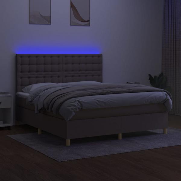 Boxspringbett mit Matratze & LED Taupe 180x200 cm Stoff