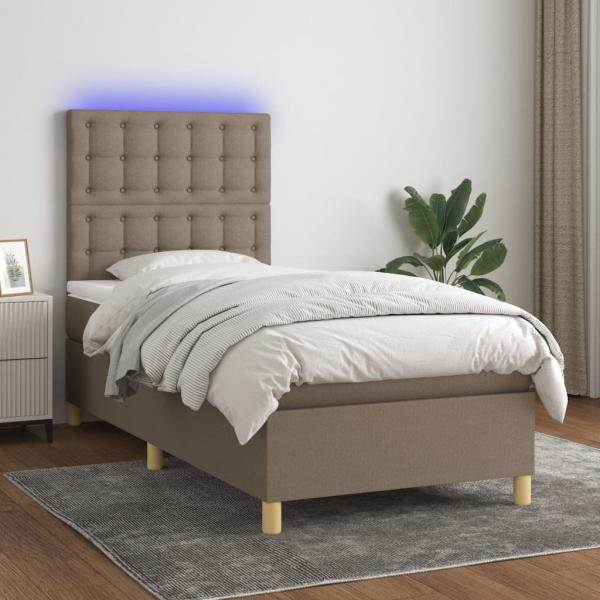 ARDEBO.de - Boxspringbett mit Matratze & LED Taupe 80x200 cm Stoff