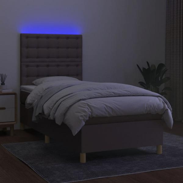 Boxspringbett mit Matratze & LED Taupe 80x200 cm Stoff