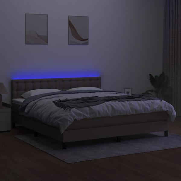 Boxspringbett mit Matratze & LED Taupe 160x200 cm Stoff