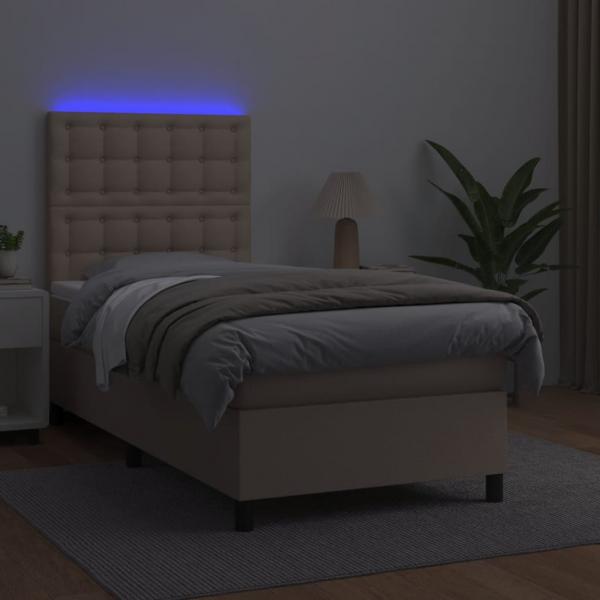 Boxspringbett mit Matratze & LED Cappuccino-Braun 90x200cm