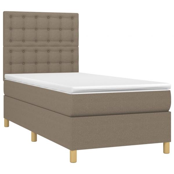 Boxspringbett mit Matratze & LED Taupe 90x200 cm Stoff