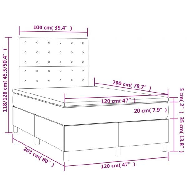 Boxspringbett mit Matratze & LED Dunkelgrau 120x200 cm Stoff