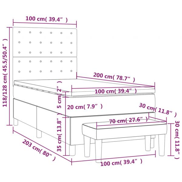 Boxspringbett mit Matratze Schwarz 100x200 cm Stoff