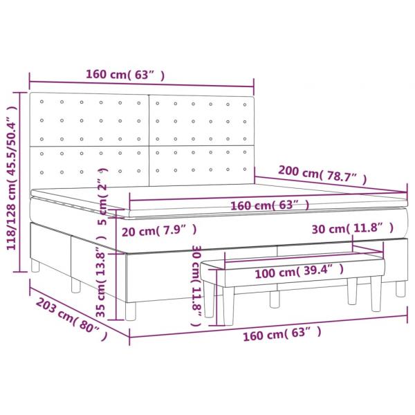 Boxspringbett mit Matratze Hellgrau 160x200 cm Stoff