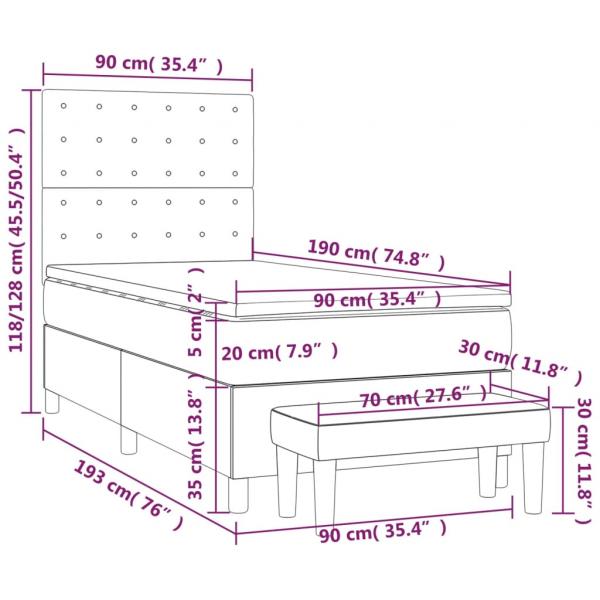 Boxspringbett mit Matratze Rosa 90x190 cm Samt