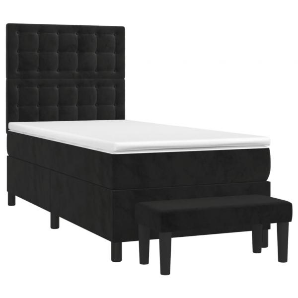 Boxspringbett mit Matratze Schwarz 90x190 cm Samt