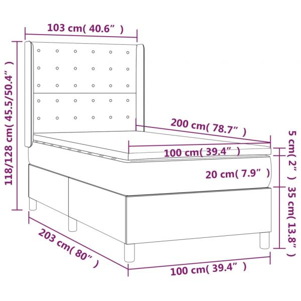 Boxspringbett mit Matratze & LED Dunkelgrau 100x200 cm Stoff