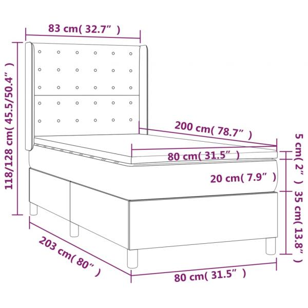 Boxspringbett mit Matratze & LED Hellgrau 80x200 cm Stoff