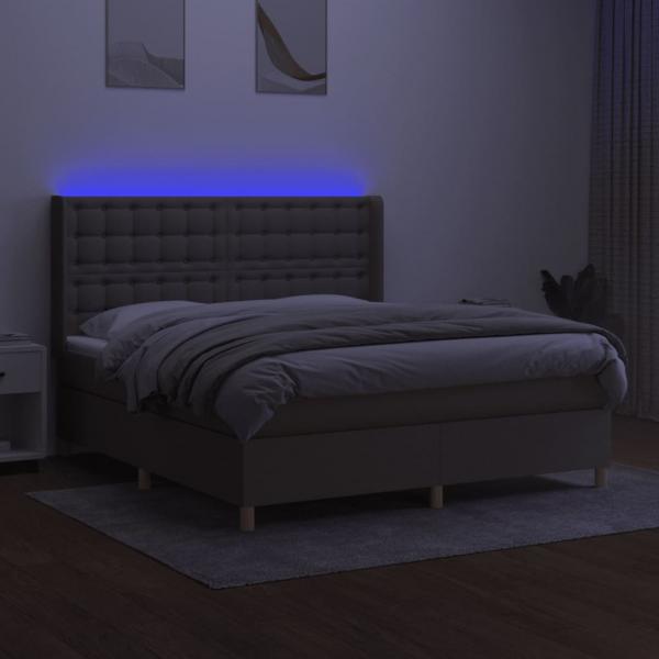 Boxspringbett mit Matratze & LED Taupe 180x200 cm Stoff