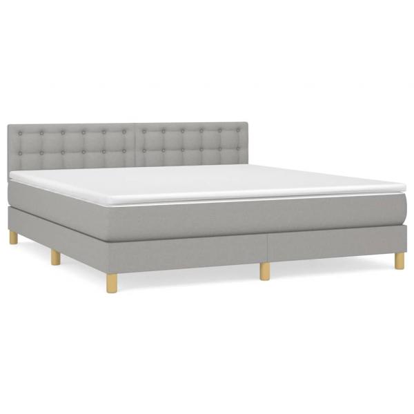 Boxspringbett mit Matratze Hellgrau 160x200 cm Stoff