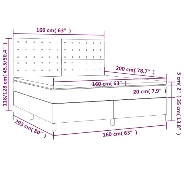 Boxspringbett mit Matratze Hellgrau 160x200 cm Stoff 