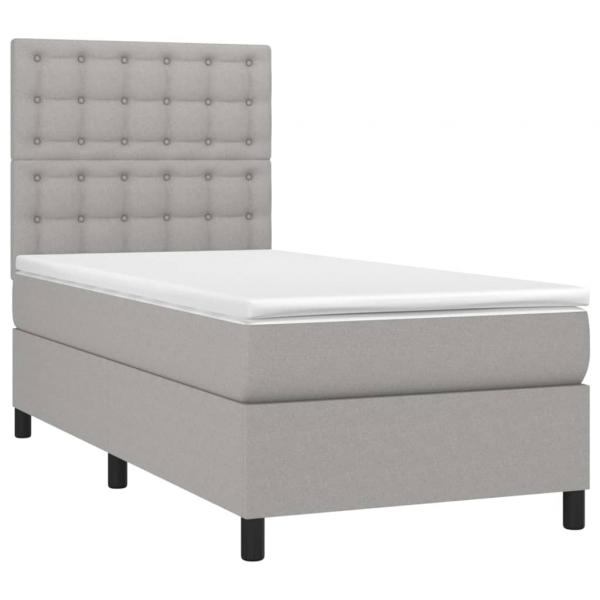 Boxspringbett mit Matratze Hellgrau 80x200 cm Stoff