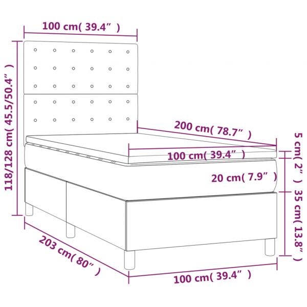 Boxspringbett mit Matratze Dunkelgrau 100x200 cm Stoff