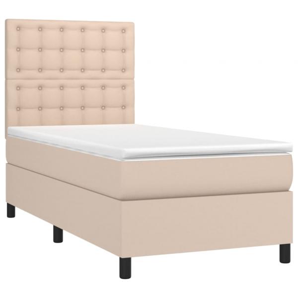 Boxspringbett mit Matratze Cappuccino-Braun 90x200cm Kunstleder