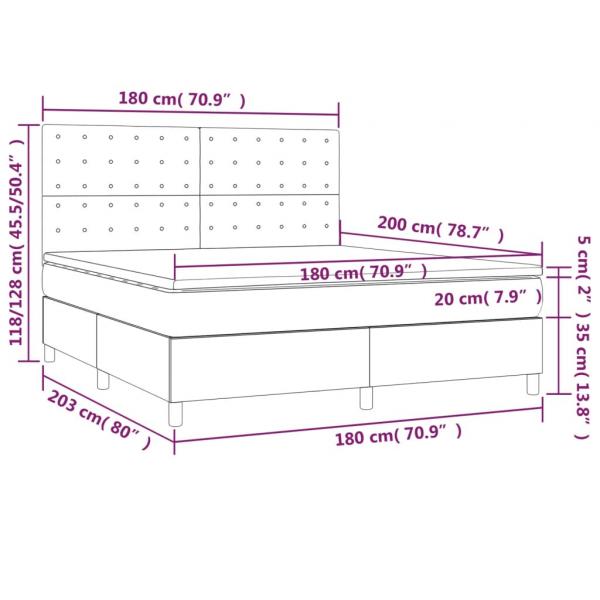 Boxspringbett mit Matratze Dunkelblau 180x200 cm Samt