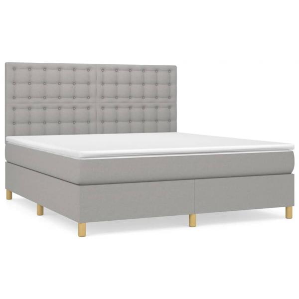 Boxspringbett mit Matratze Hellgrau 160x200 cm Stoff